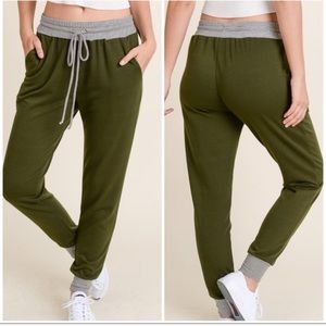 ❌SOLD❌NEW FRENCH TERRY JOGGERS, Olive Green, Size Small